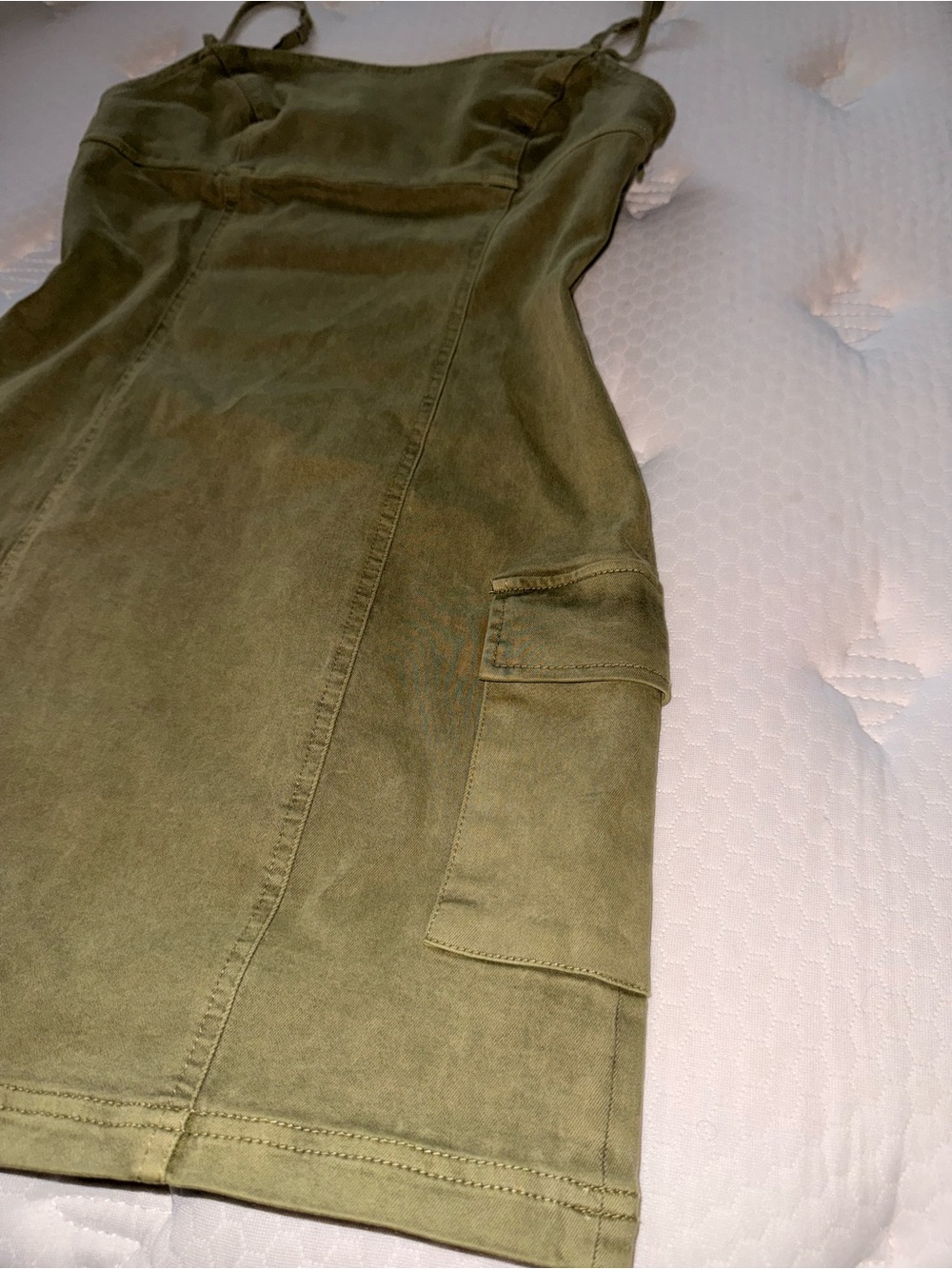 47. Urban Outfitters Olive Green Spaghetti Strap Mini Dress - Picture 2 of 7